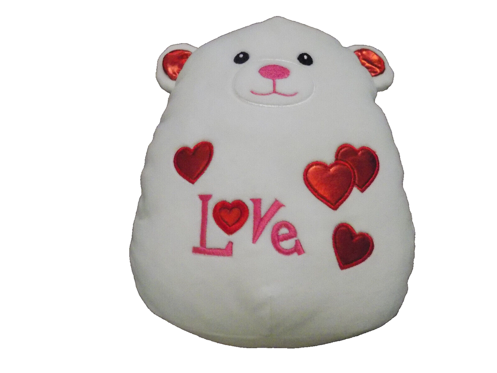 Valentine White Teddy Bear Pillow 12 Inch Embroidered Love Plush Gift-image