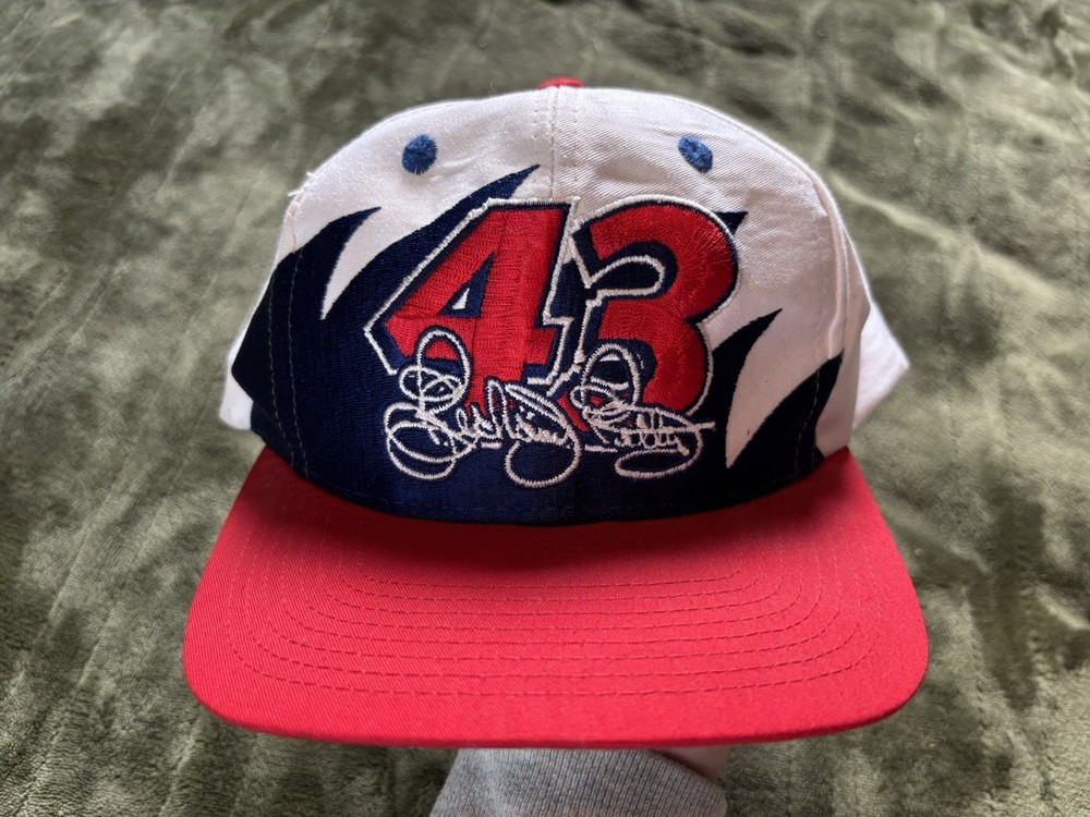 Vintage Nascar Hat White Red Snap Back Richard Petty 90s Shark Tooth Logo 7