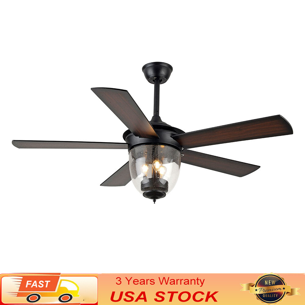 52 Inch Indoor Oiled Bronze Ceiling Fan W/ Light Kit Farmhouse Ceiling Fan Light