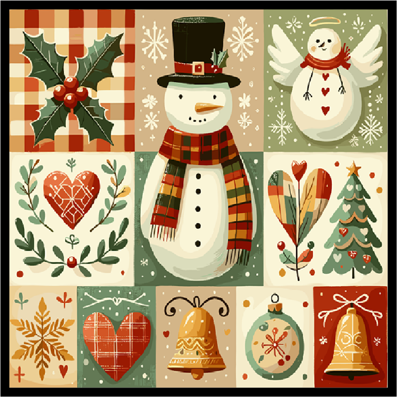 30 Custom Patch Work Winter Time Personalized Address Labels