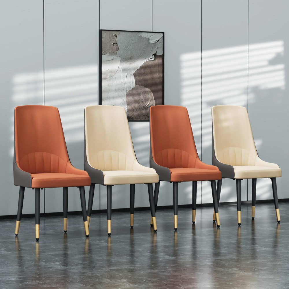 Modern Leather Dining Chairs Set of 2 - 18x19.7x32.3 Inches