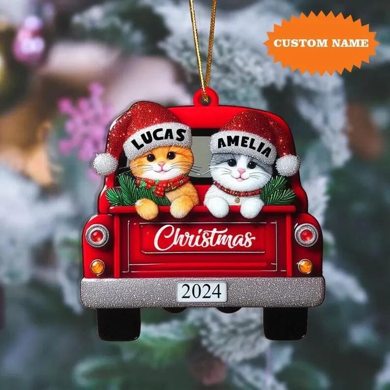 Personalized Cat Couple Christmas Ornament  Cat Christmas Ornament