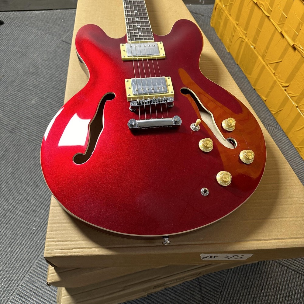 Red ES-335 Semi Hollow Electric Guitar with Chrome Hardware & 2H Pickups