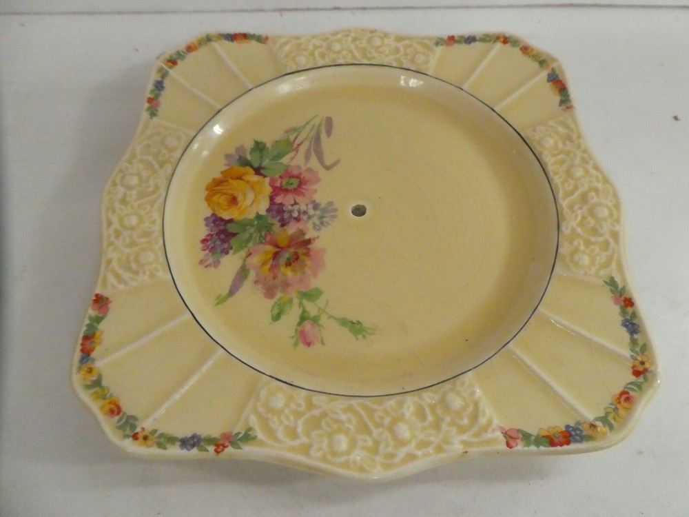 VINTAGE MYOTT STAFFORDSHIRE FLORAL CAKE PLATE TRAY
