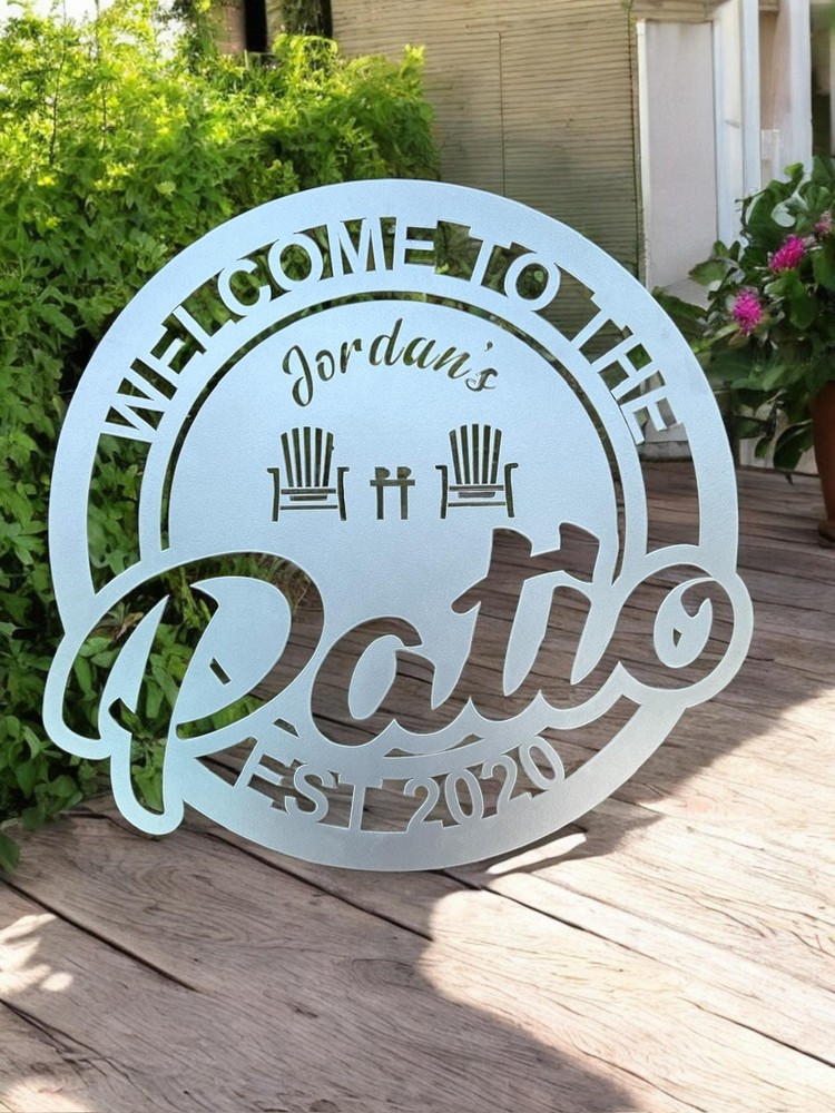 Personalized Patio Sign - Customized Metal Wall Art for Backyard, Deck, Patio -