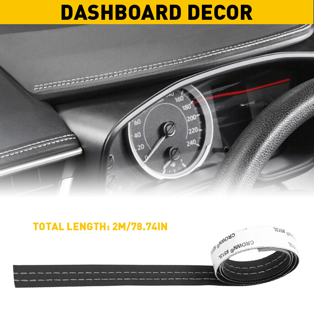 PU Leather Car Dashboard Decor Strip Sticker Moulding Line Trim Accessories