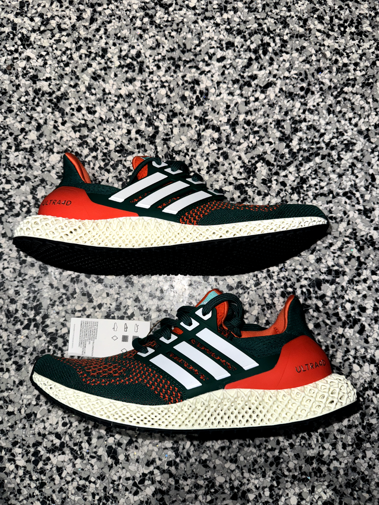 Men Adidas Ultra 4D Miami Hurricanes Running Shoes Green Orange Sz 7-11 Q46439