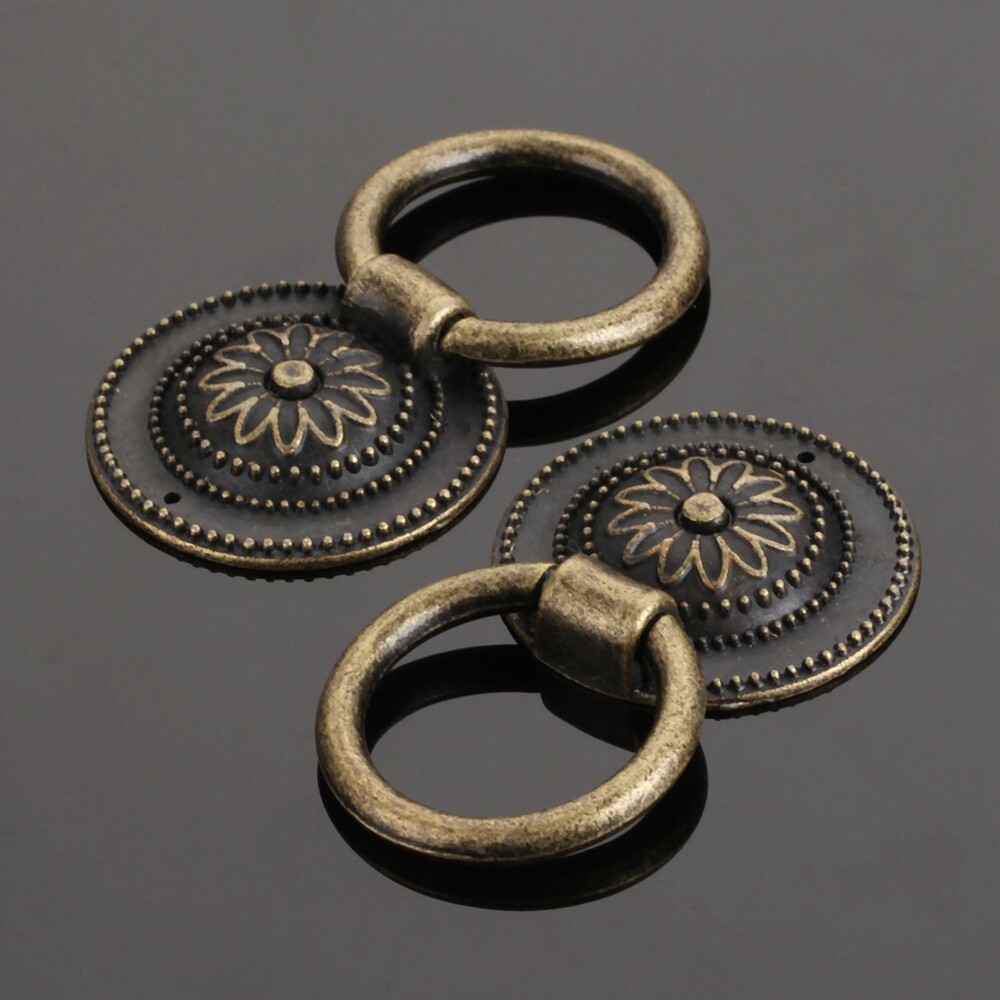 Round Flower Cabinet Knob Furniture Handle Drawer Cupboard Pull Hardware w/Screw