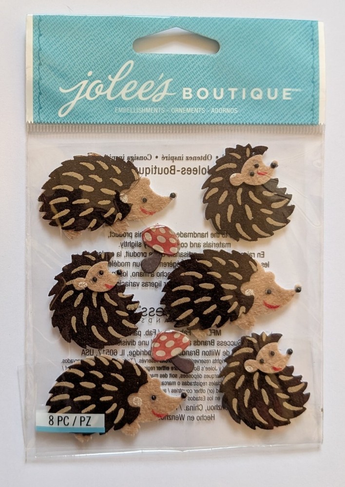 Jolee's Hedgehogs & Mushrooms Repeats Forest Animals Scrapbooking Stickers