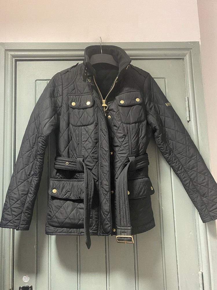Ladies Barbour Quilted Jacket / Coat , Fleece Lined , Black Size 10 Casual