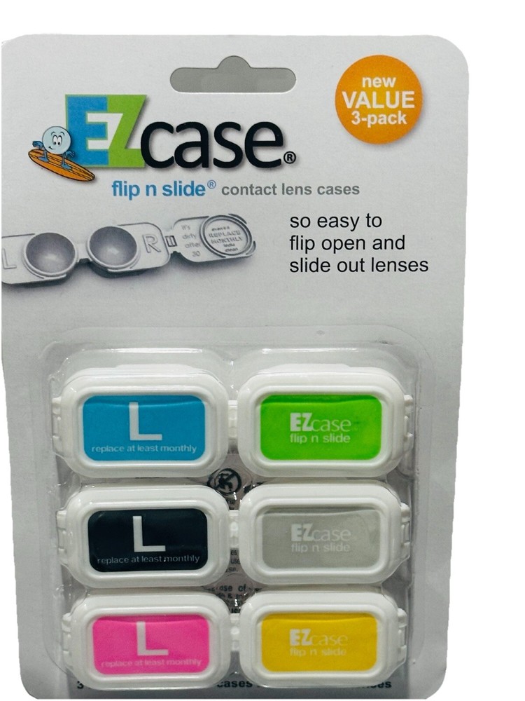 1 Pack EZcase / FlipNSlide Contact Lens Case  Multicolor Plastic