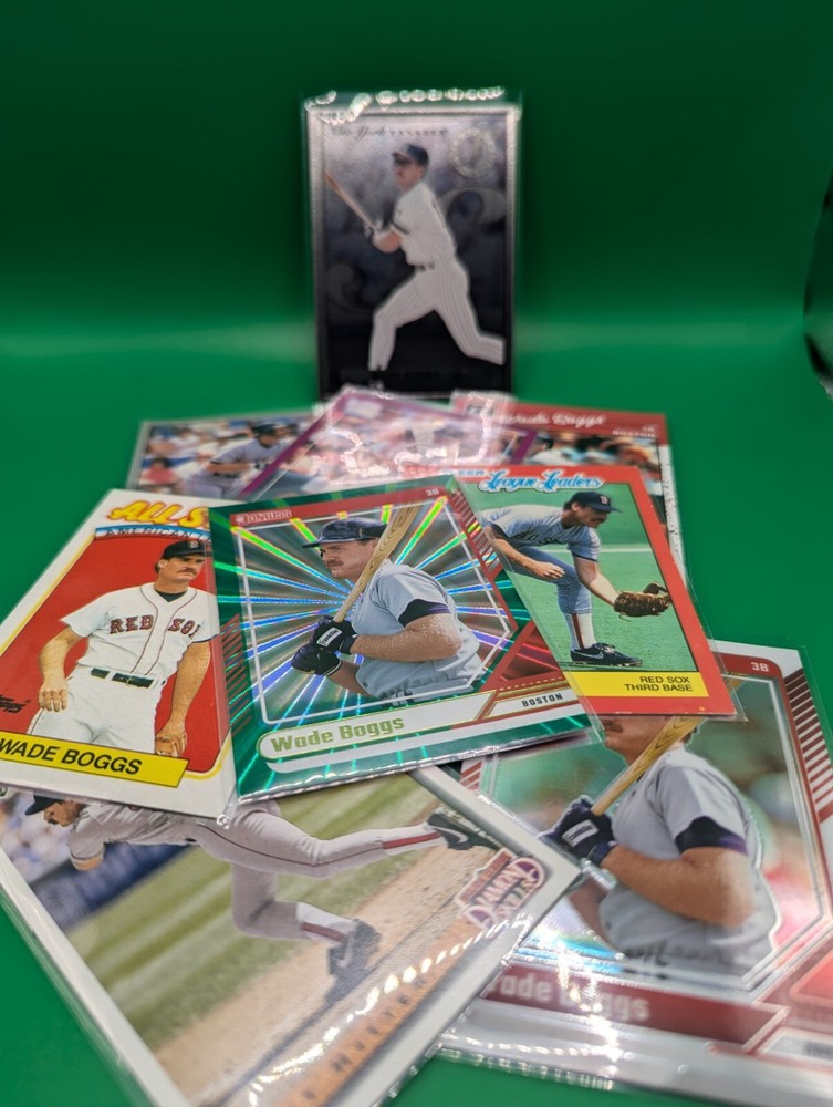Wade Boggs 9 Card Lot Includes Leaf Preferred Steel Donruss Optic Green Laser Parallels MLB Baseball Cards