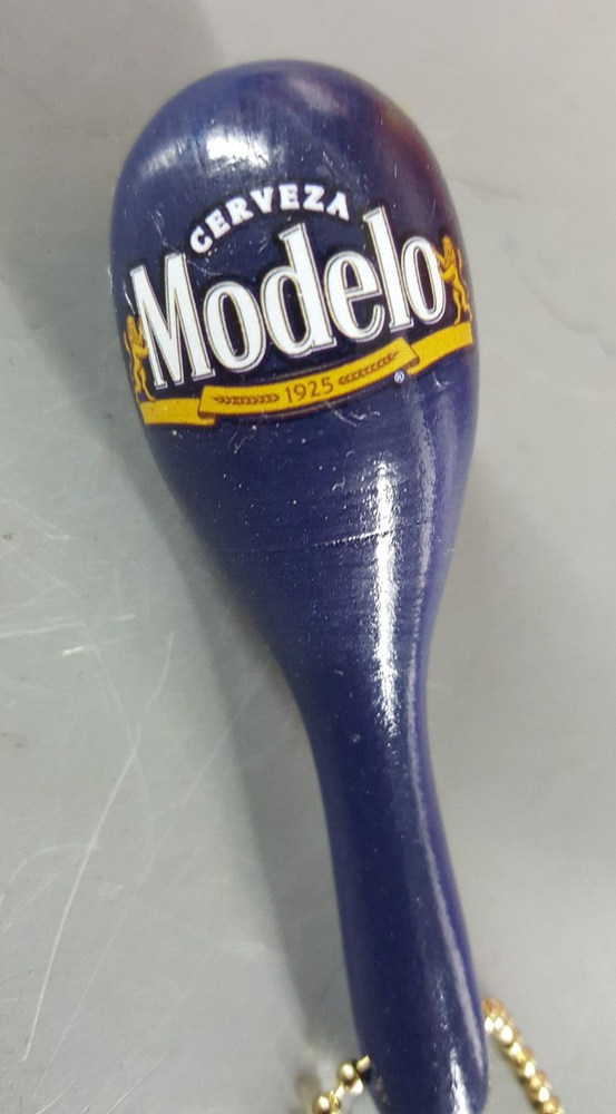 Modelo Beer Maraca Shaker Keychain Key Tag Ring Charm Blue Free Shipping