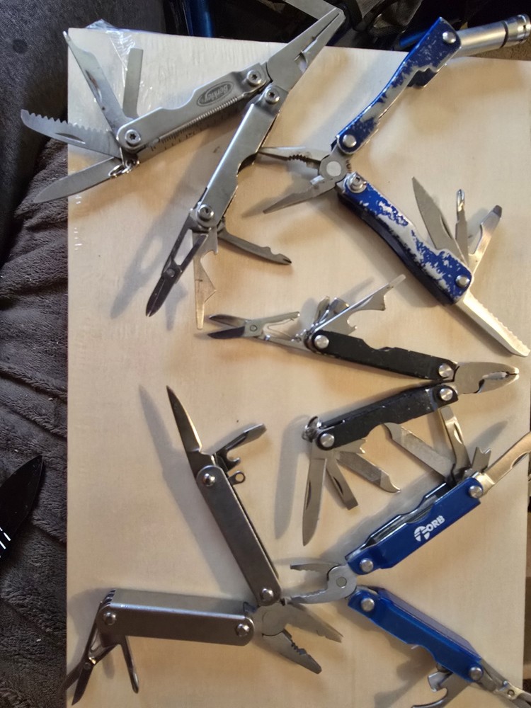 Lot Of 5 Small Folding EDC Multi-Tools Pliers Fishing Hunting Hiking Pocket