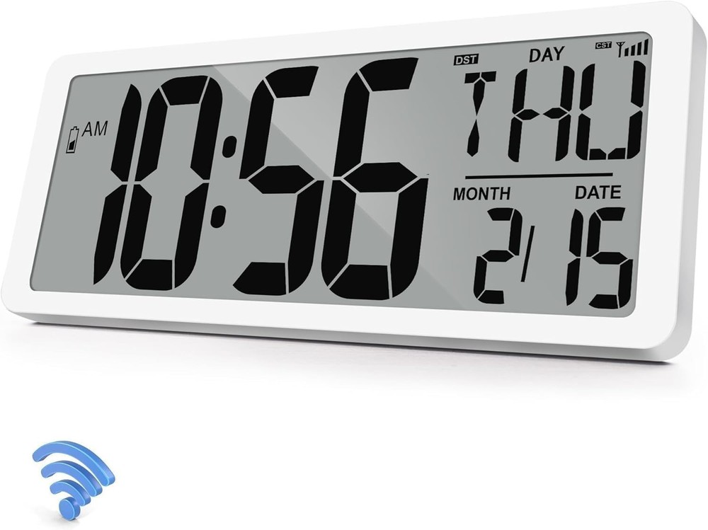 15-inch Large Digital Atomic Wall Clock with Battery Operation