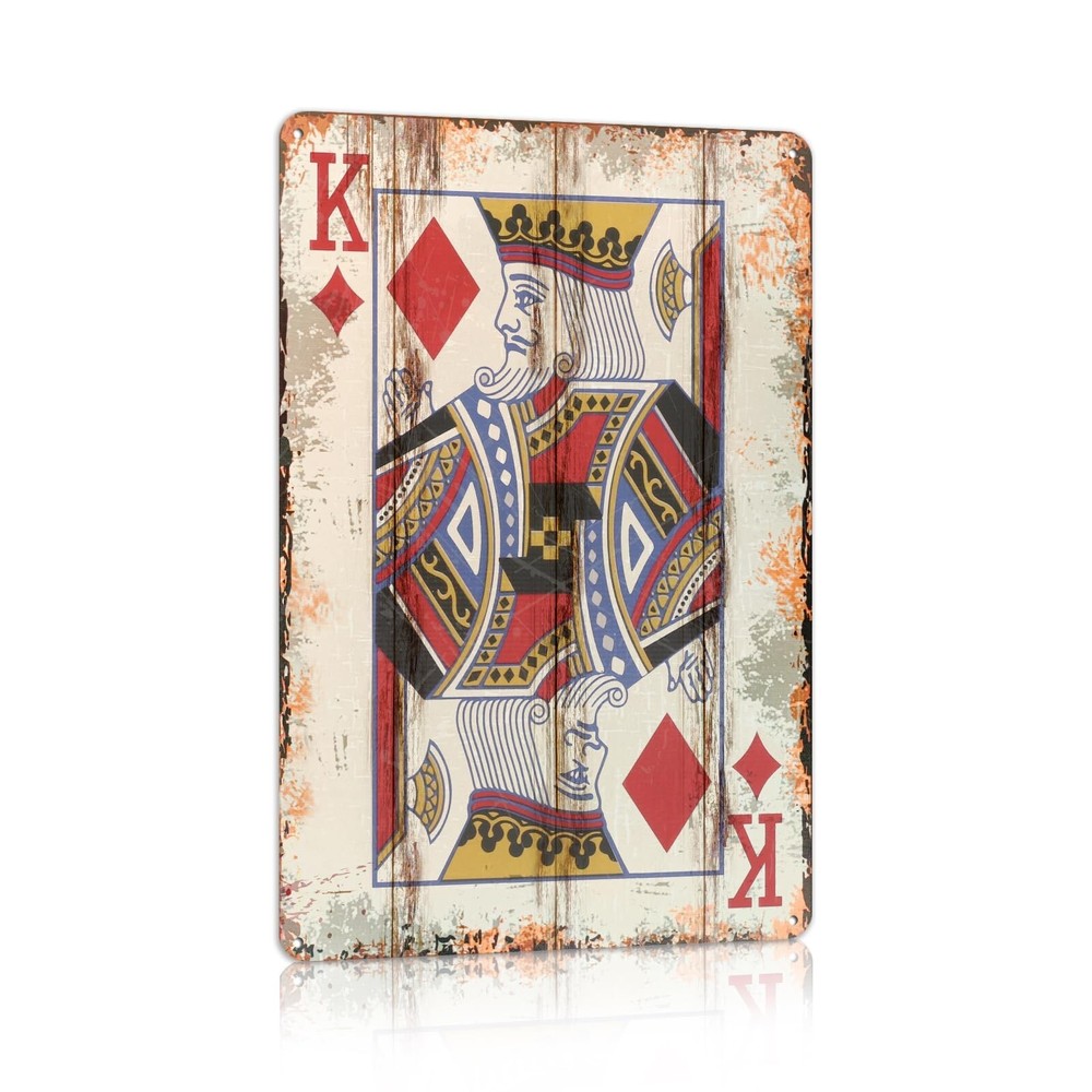 Vintage Poker Metal Sign King of Dianmonds Tin Sign Playing Card Wall Sign Ma...