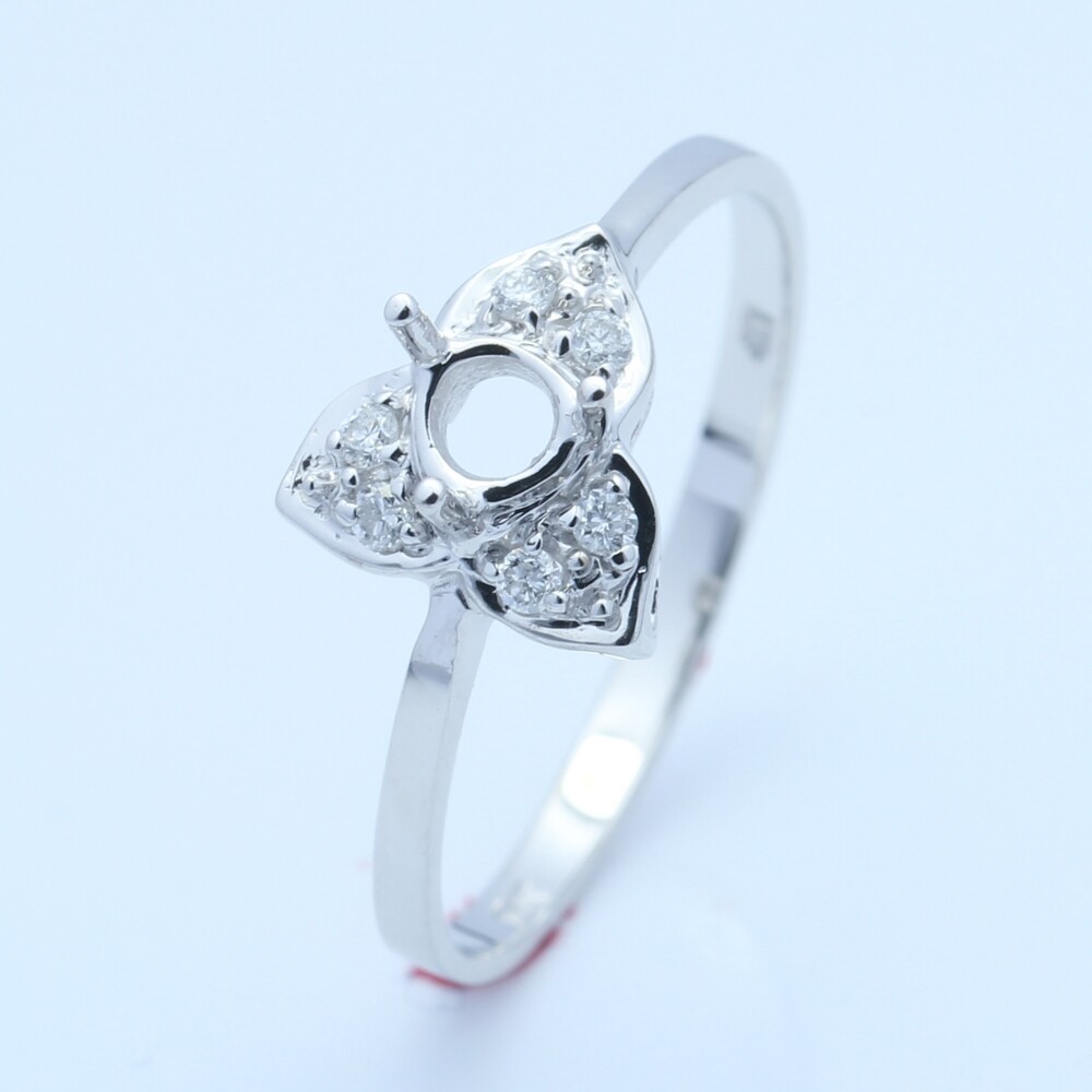 Sterling Silver Round 3.5-4mm Real Diamond Semi Mount Ring Setting Fine Jewelry