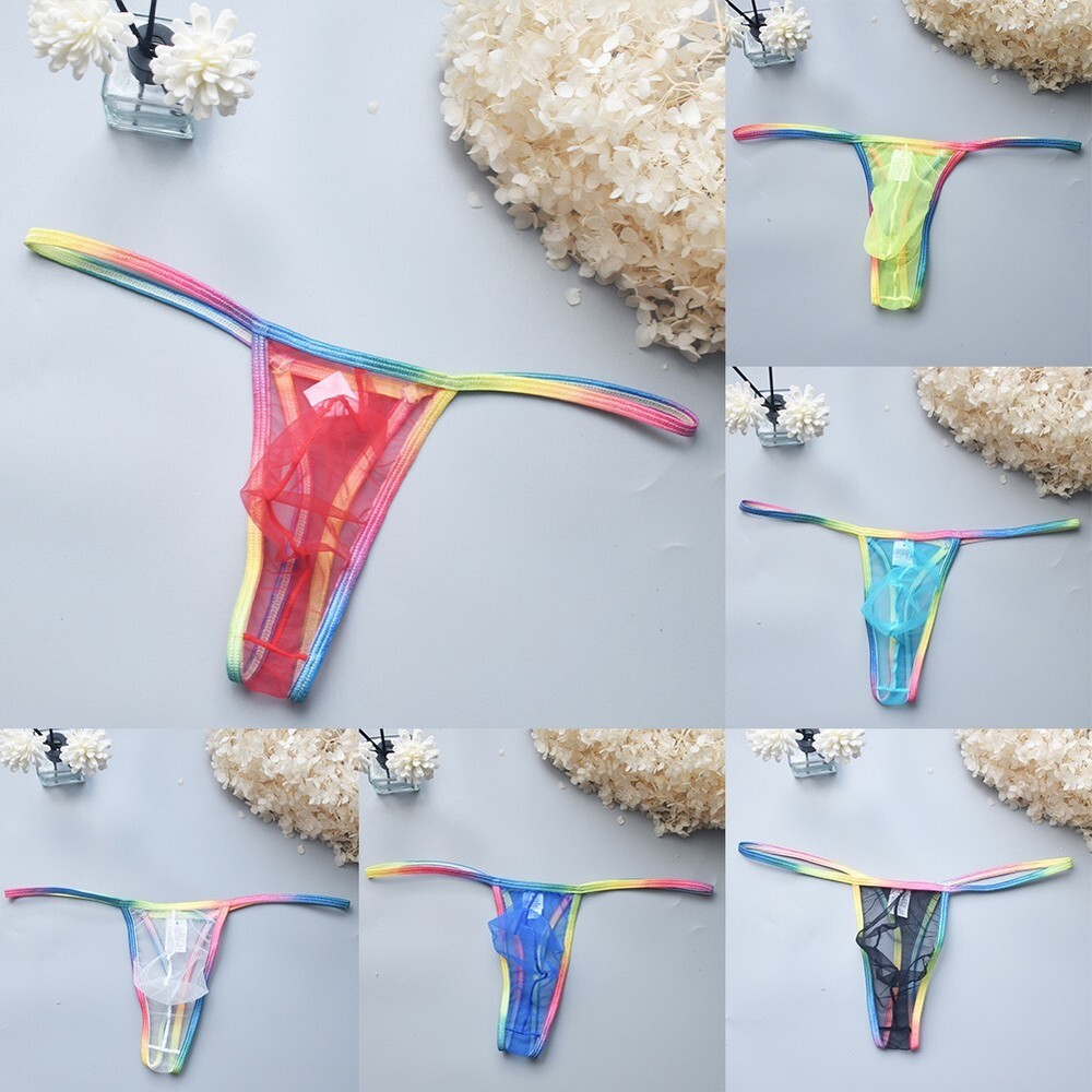Men's Sexy Mesh Thong Underwear Low Waist Briefs Lingerie Unique and Trendy