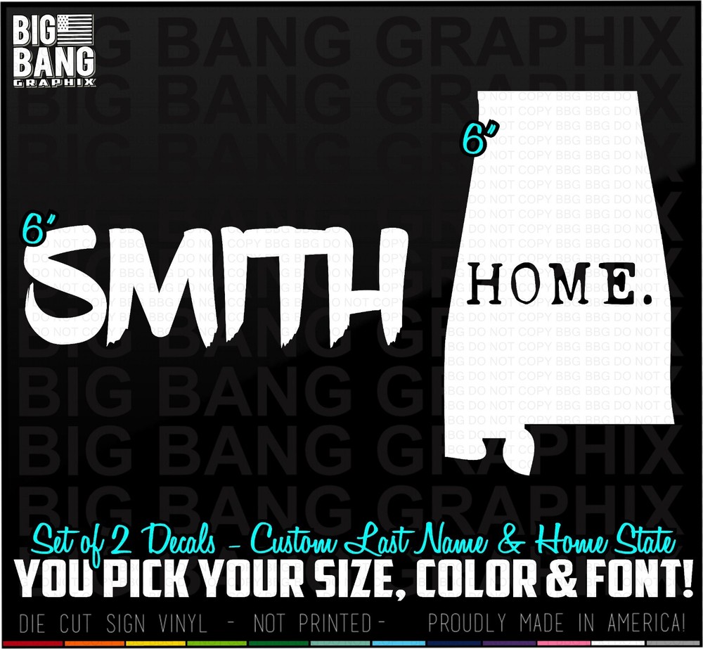 Custom Last Name & Home State Decal Sticker Rig Semi Truck Driver Trucker Diecut