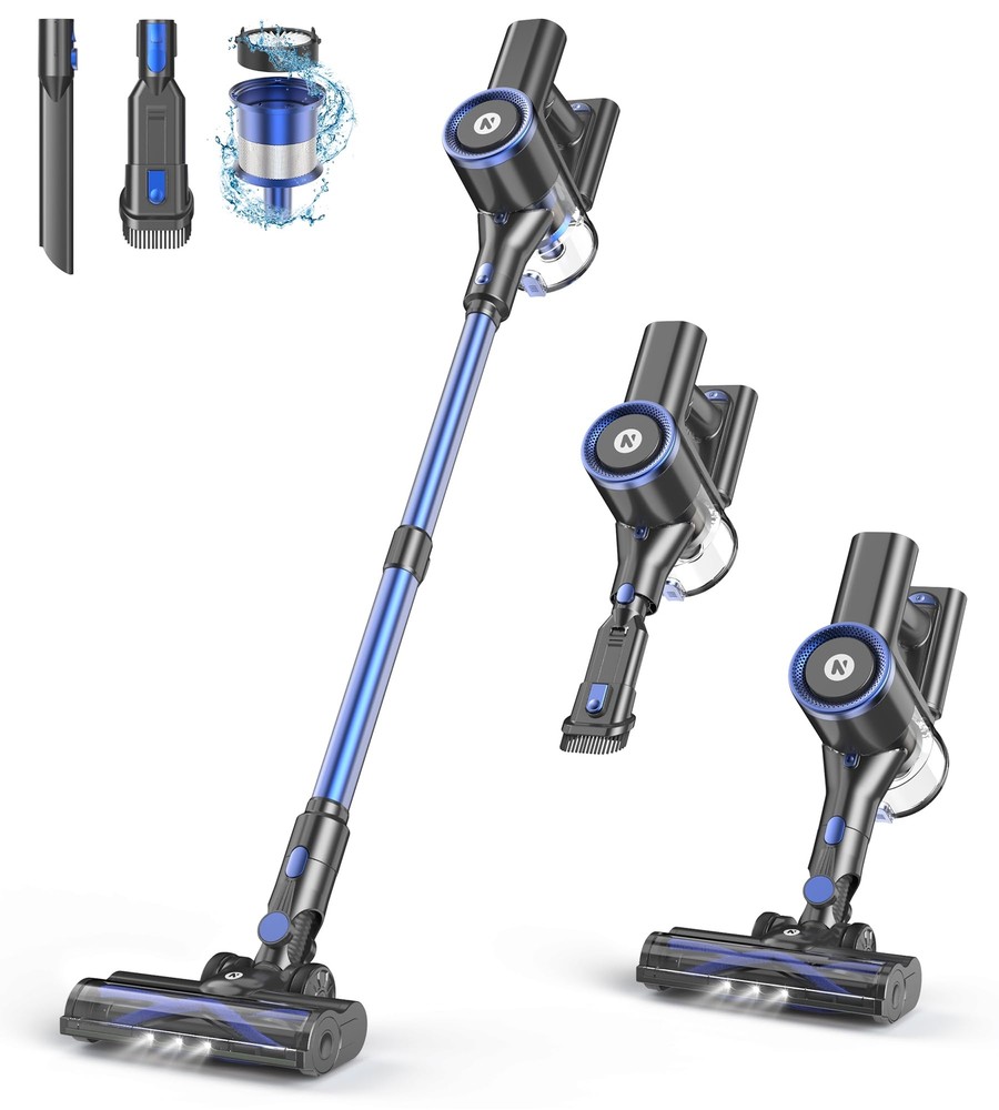 Cordless Vacuum Cleaner, Stick Vacuum with 3 Powerful Suction Modes, Max 45 M...