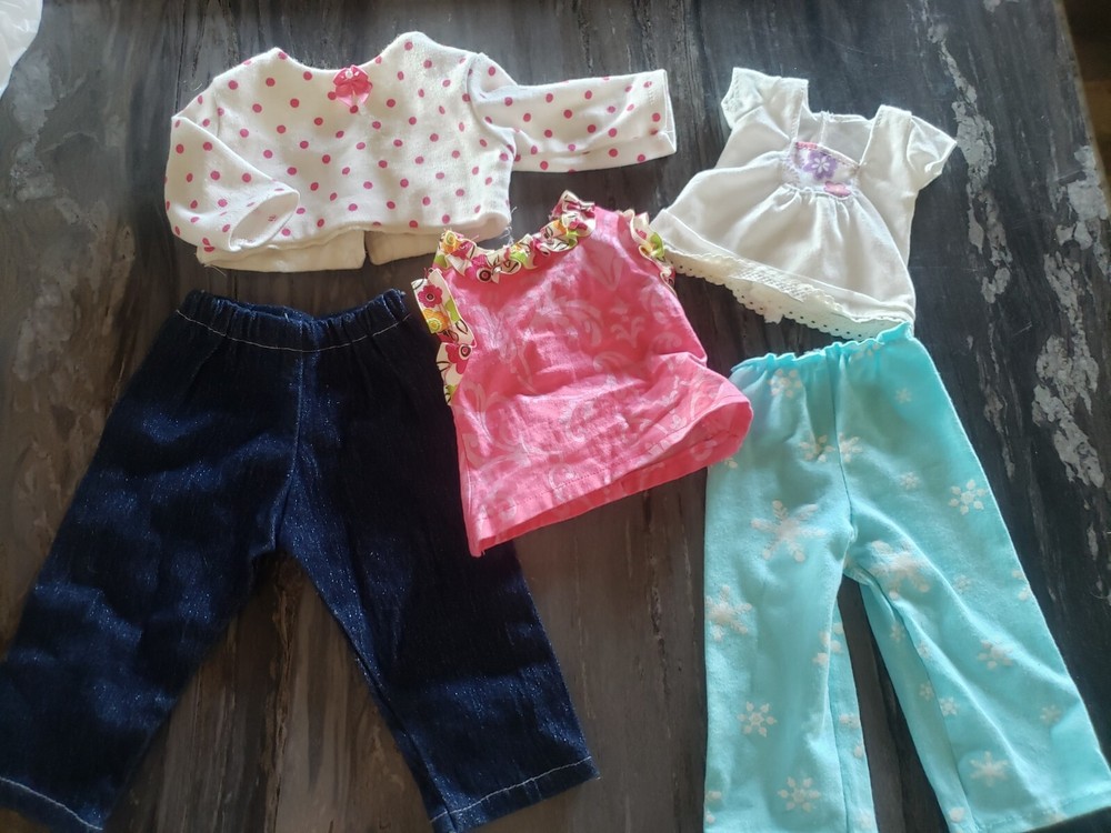 American Girl & OG doll clothes set includes jeans tops and pjs