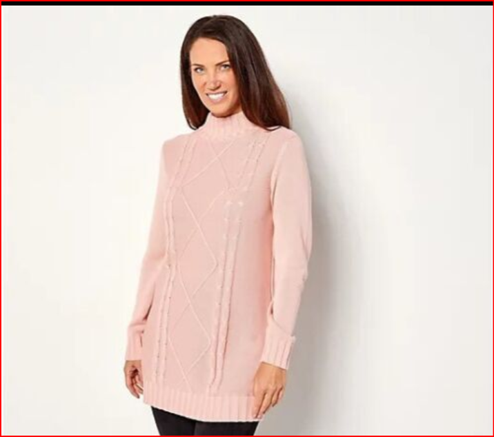 All Worthy Hunter McGrady Tunic Sweater in Rose Smoke Size XXS