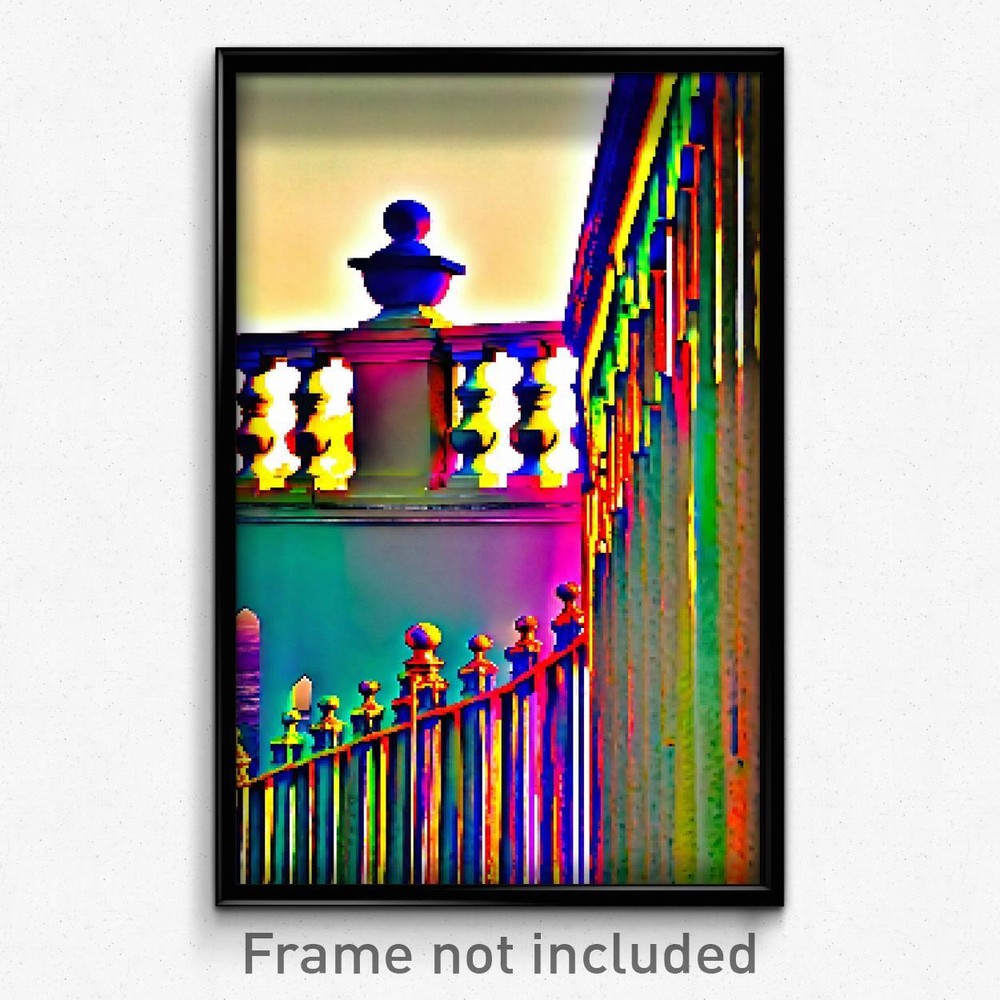 Pixel Art Poster - Vibrant Balustrade (8 Bit Psychedelic Video Game Print)