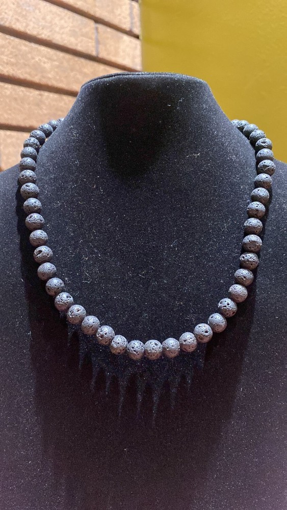 8MM Lava Stone Bead Adjustable Stretchy Jewelry Set Necklace Bracelet Anklet