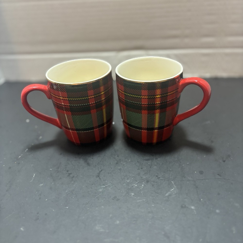 Robert Stanley Tartan Plaid Coffee Tea Mug Red Home Collection  