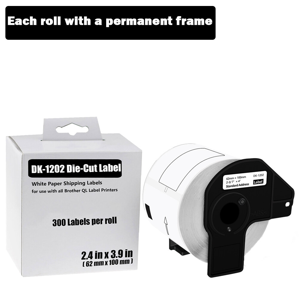 62mm x 100mm Brother QL-710W DK-1202 Shipping Label Roll 2-3/7 x 4 Inch