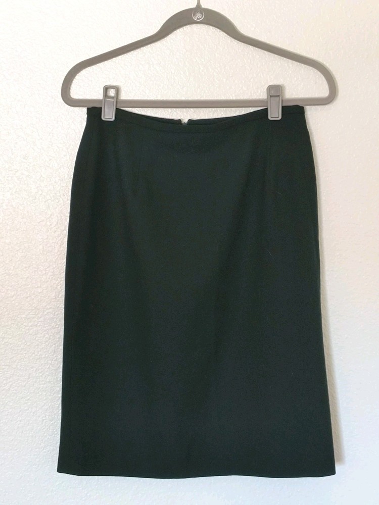 Evan Picone Women’s Sz 10 Black 100% Worsted Wool Vintage Pencil Skirt USA READ