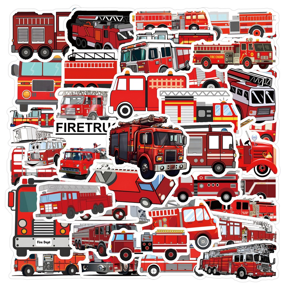 110Pcs Fire Truck Stickers for Phone Case water bottles laptop Waterproof