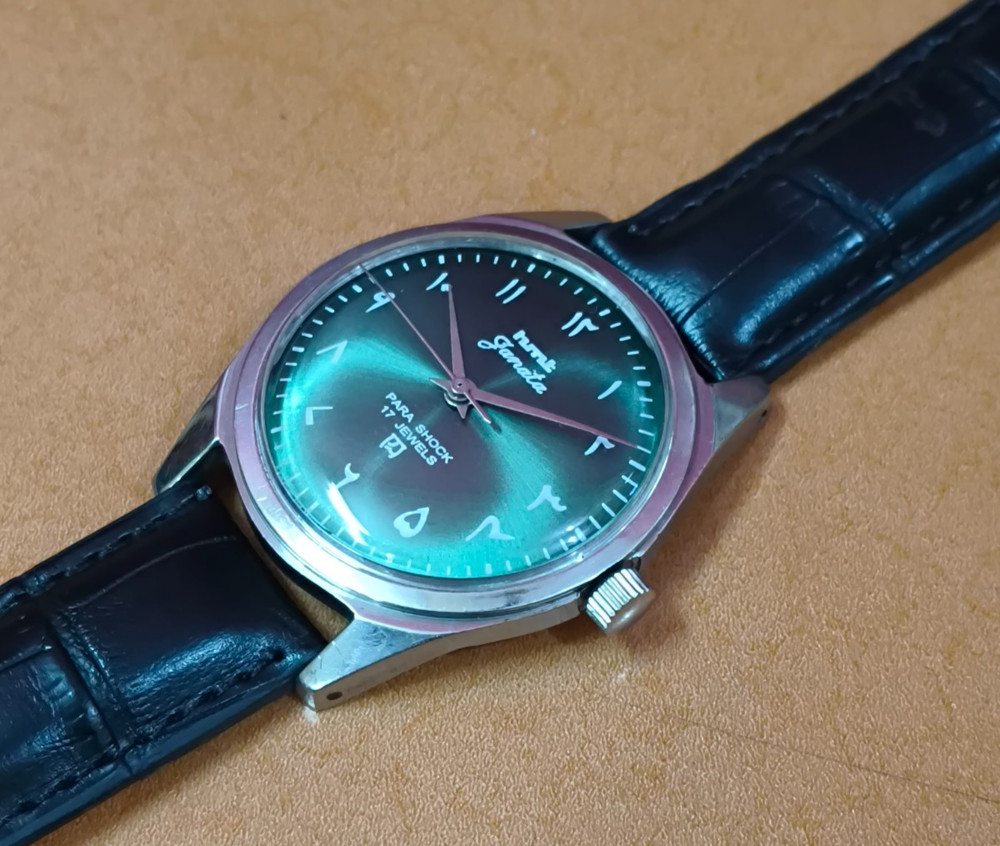 Vintage HMT Janata Green 17 Jewels Mechanical Hand Winding Men's Wrist Watch