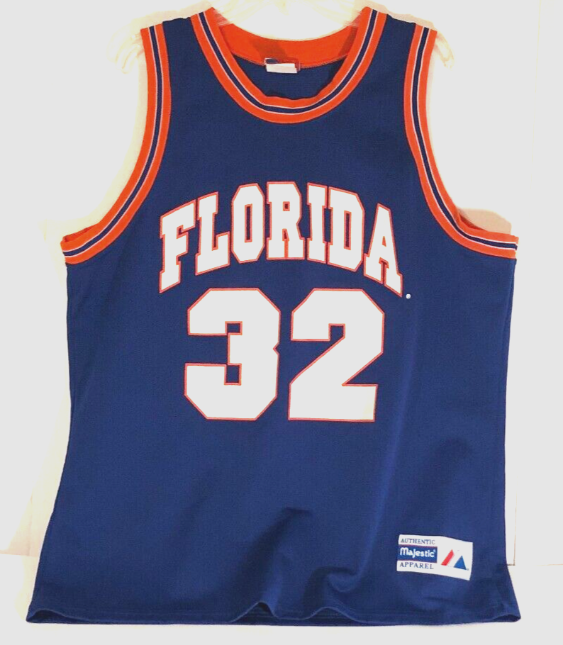 Vintage 90s Florida Gators #32 NCAA Majestic SEC Blue Basketball Jersey XL
