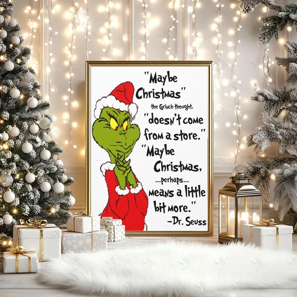 Christmas Movie Quote Poster Wall Art Decor - Grinch Saying - Present, No Frame