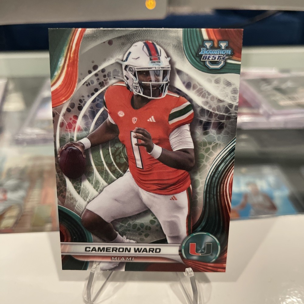 Cameron Ward 2024 Bowman Best University #8 Miami QB 🔥 Cam Ward