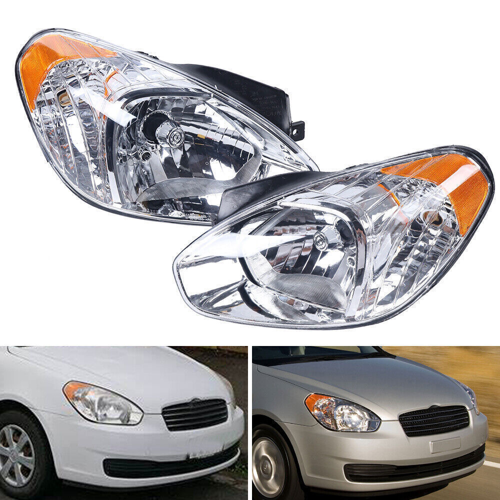 Pair For 2008-2011 Hyundai Accent 2007 2008 2009 2010 Headlights Lamps LH+RH