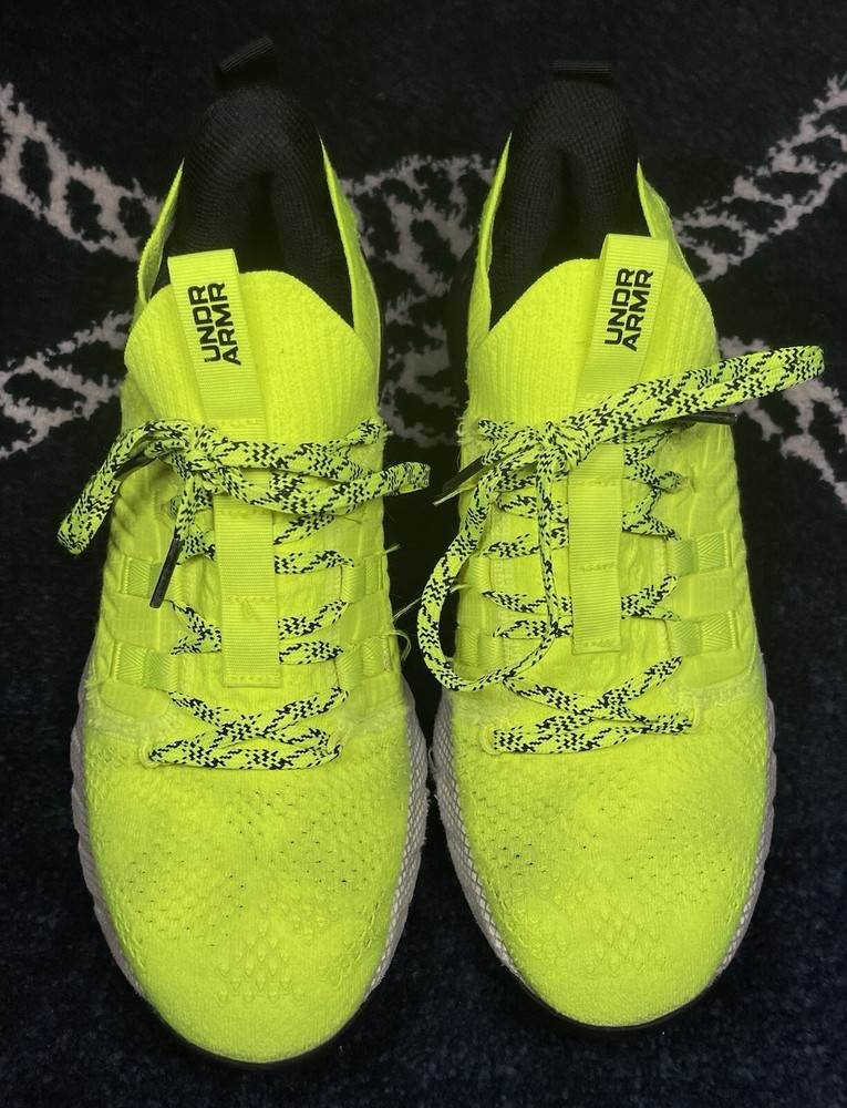 Under Armour Project Rock 3 Training Shoes in High-Vis Yellow Black - Size 9.5