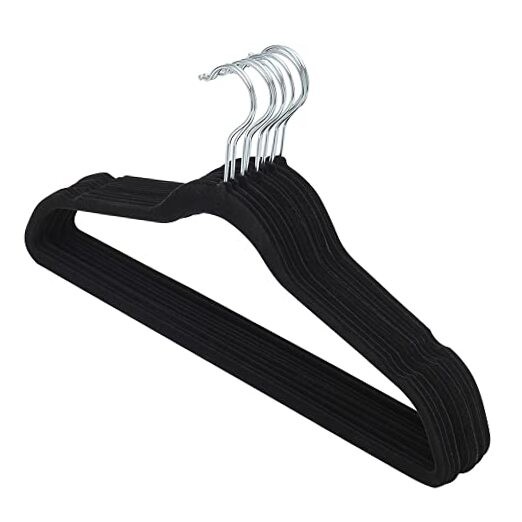 10-Pack Black Velvet Hangers for Closet Organization