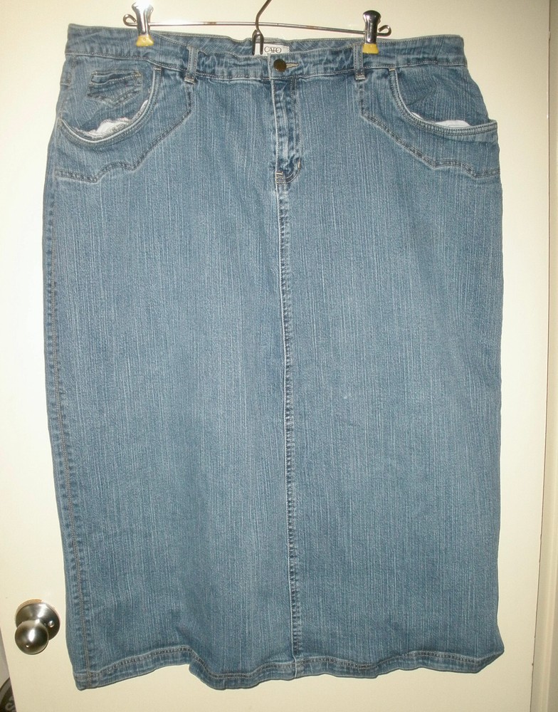 #1218 Cato Woman Long Denim Stretch Blue Jean Skirt Modest Size 20W