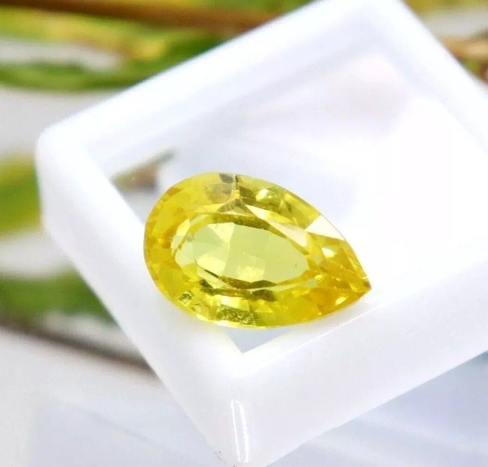 CERTIFIED 11.30 Ct Superb Loose Gemstone Pear Cut Natural Yellow Sapphire