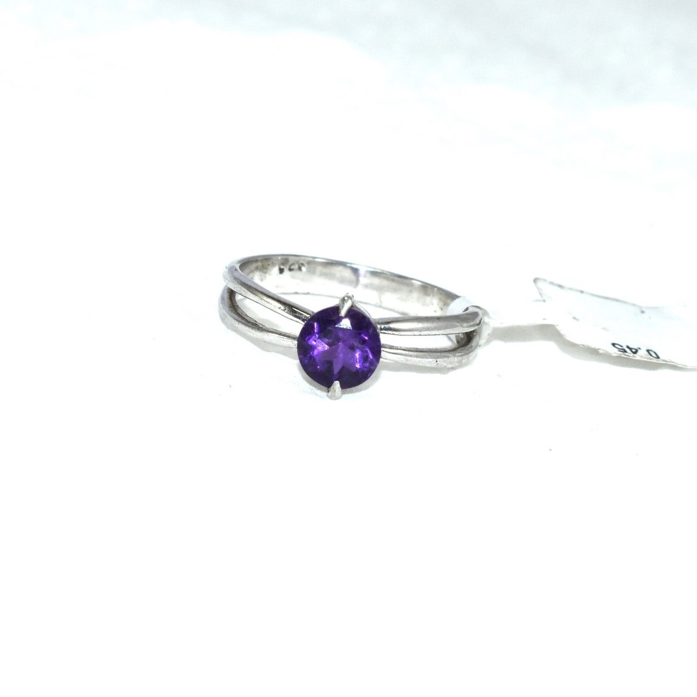 Charming Round Amethyst silver Ring Natural Amethyst Gems Ring Vintage Design
