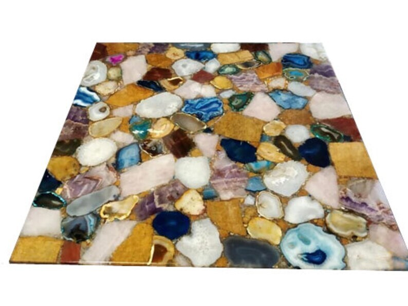 Natural Mix Agate Coffee Table Top for Living Room Christmas Decor