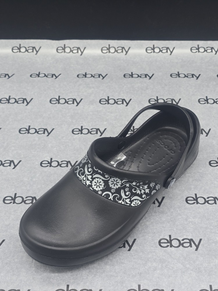 Crocks Women's Sling Back Clog Shoes Size 8, Floral Black