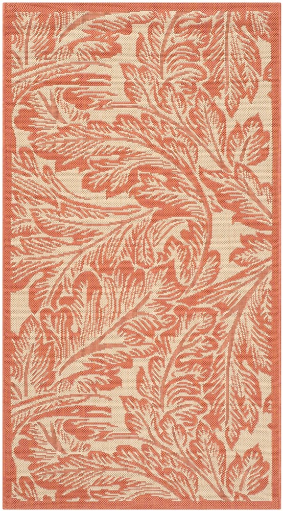 SAFAVIEH Courtyard Connie Floral Rug in Natural Terracotta 2x2 Indoor Outdoor