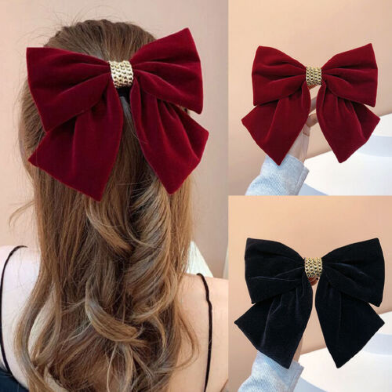 Red Black Spring Top Ponytail Clip Handmade Hair Accessory