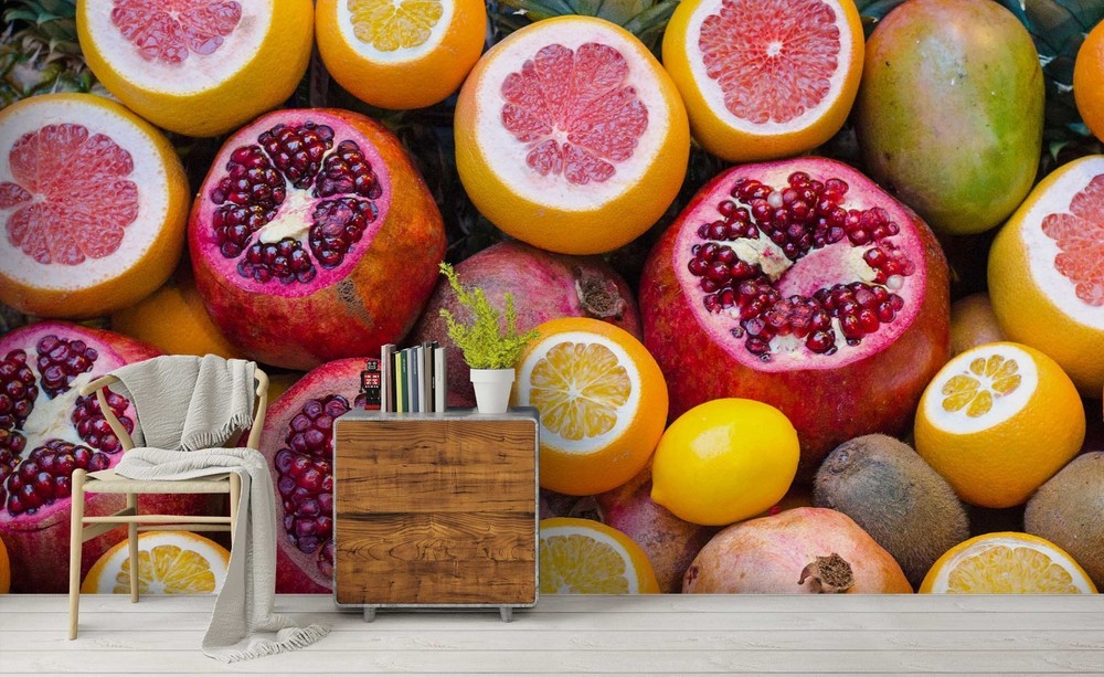 3D Fruit Pomegranate Orange Wall Murals Wallpaper Murals Wall Sticker
