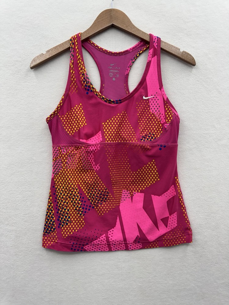 Camiseta sin mangas mediana para mujer Nike espalda deportiva Dri-Fit rosa sujetador con estante incorporado