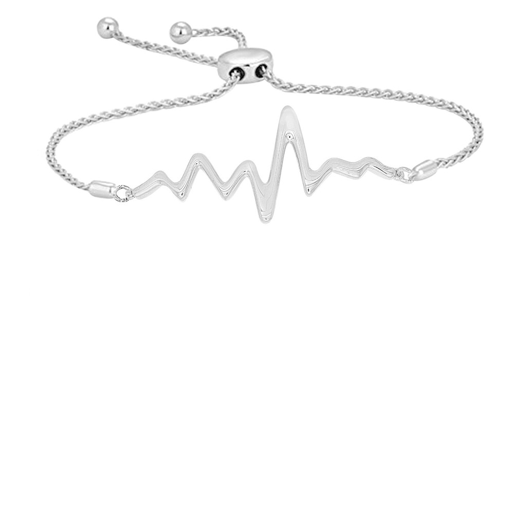 Mothers Day Gifts 925 Sterling Silver Heartbeat Adjustable Bolo Bracelet-image