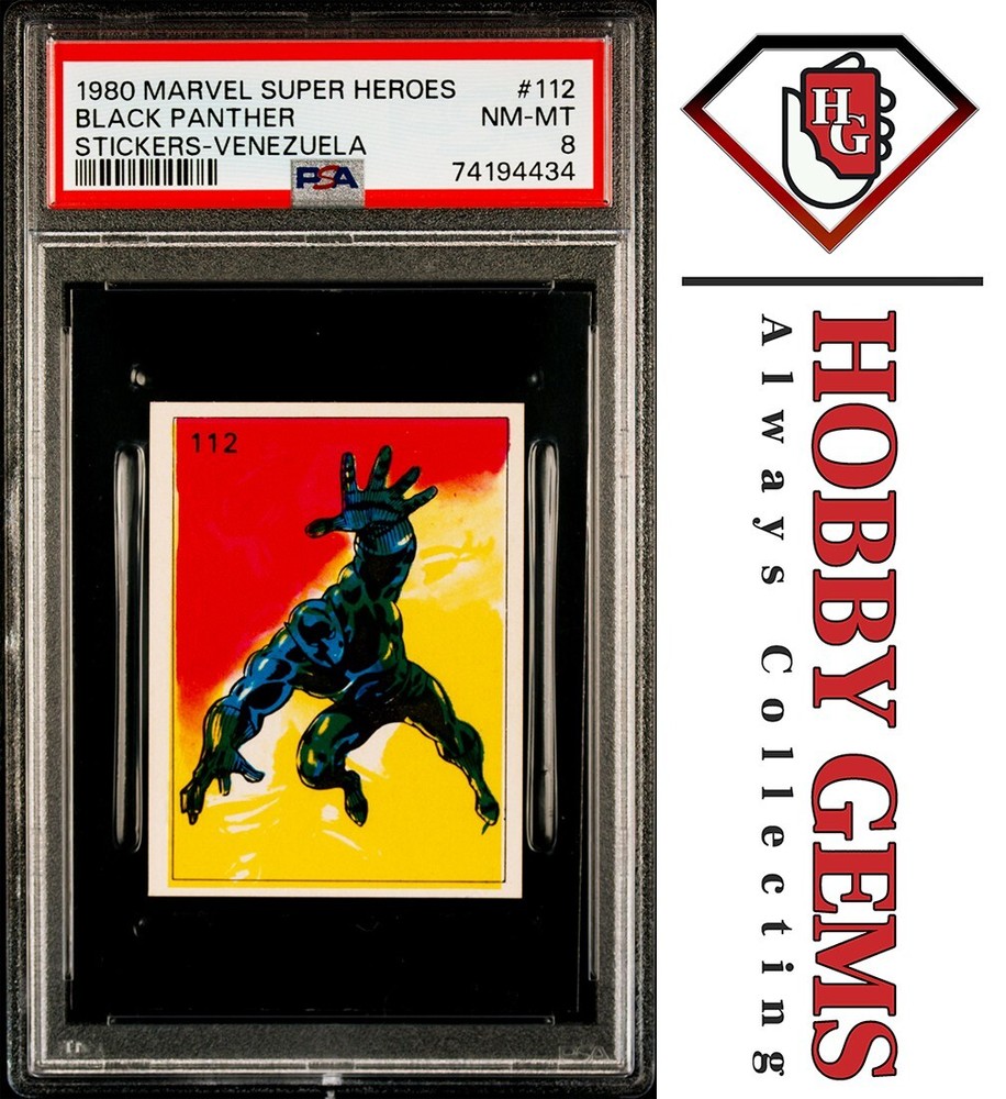 BLACK PANTHER PSA 8 1980 Marvel Super Heroes Stickers-Venezuela #112